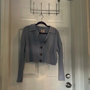 Women's Blue Button-Up Sweater
